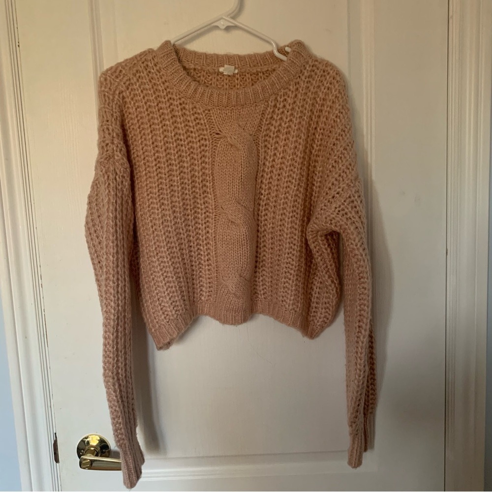 Garage Baby Pink Cropped Knit Sweater
